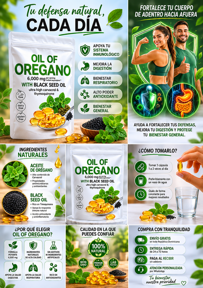 🍃 OIL OF OREGANO + BLACK SEED OIL 🍃 Cápsulas de Aceite de Orégano|180 Cápsulas |🌱