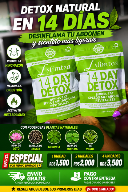 Slimtea 14 Day Detox 🍃 Quema grasa, activa tu metabolismo y desinflama en 14 días